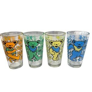 Grateful Dead Dancing Bears Pint Glasses Set Of 4 Multicolored 2012 Colorful